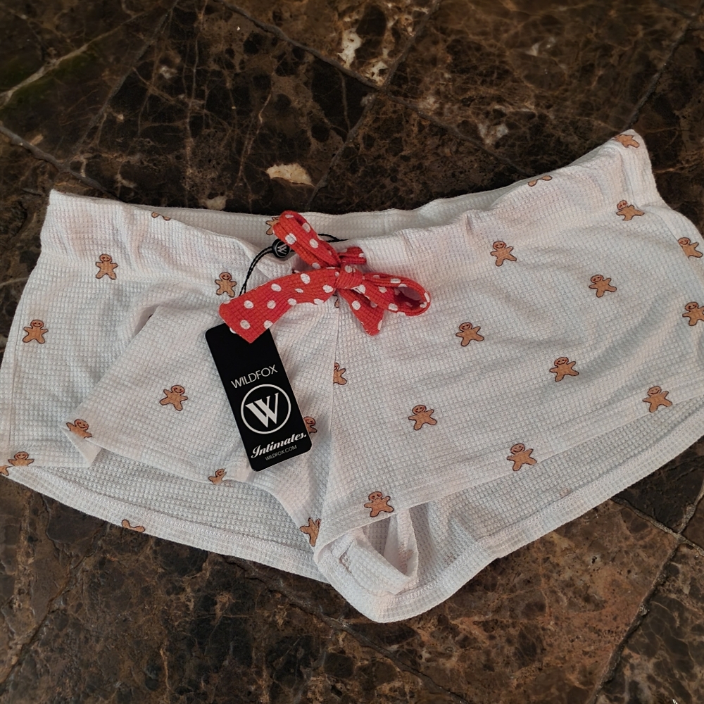 Wildfox Intimates Get Baked Gingerbread Clean White  Pj lounge Shorts S NWT - Picture 2 of 6